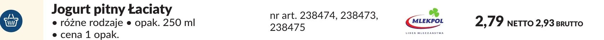 Jogurt pitny Łaciaty różne rodzaje promocja w Makro