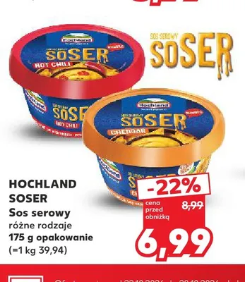 Sos serowy Soser Cheddar Hochland promocja w Kaufland