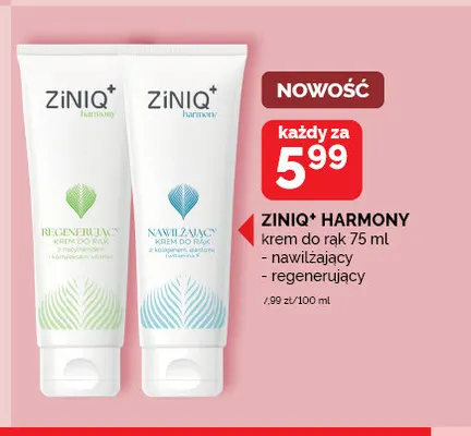 Krem do rąk regenerujący Ziniq+ Harmony promocja w Ziko Dermo