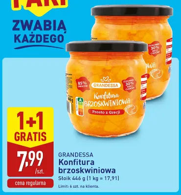 Konfitura brzoskwiniowa Grandessa promocja w Aldi