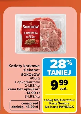 Kotlety karkowe siekane Sokołów promocja w Carrefour Market