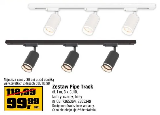 Zestaw Pipe Track 1m, 3 x GU10, kolory: czarny, biały promocja w OBI