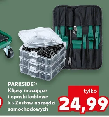Klipsy mocujące i opaski kablowe lub Zestaw narzędzi samochodowych promocja w Kaufland