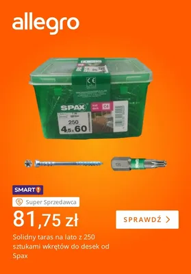 Wkręty do desek SPAX 4,5x60 promocja w Allegro