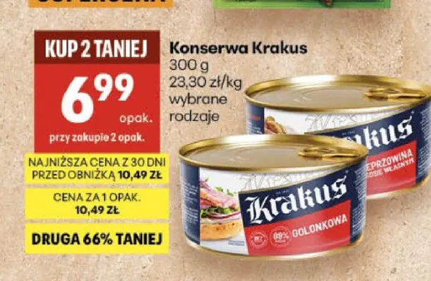 Konserwa Krakus Gulasz Angielski promocja w Delikatesy Centrum