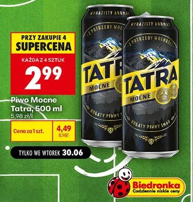 Piwo Mocne Tatra promocja w Biedronka