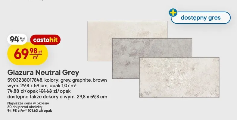 Glazura Neutral Grey grey promocja w Castorama