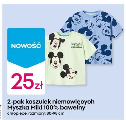 2-pak koszulek niemowlęcych Disney Myszka Miki 100% bawełny chłopięce promocja w Pepco