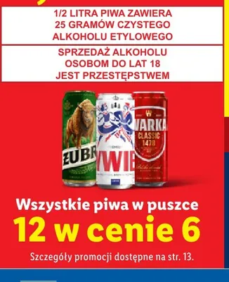 Piwo Żubr w puszce promocja w Lidl