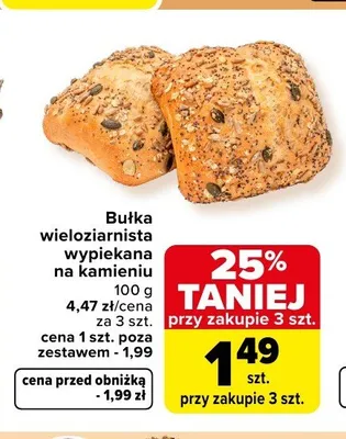Bułka wieloziarnista wypiekana na kamieniu promocja w Carrefour Market