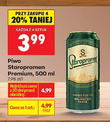 Piwo Staropramen Premium promocja w Biedronka