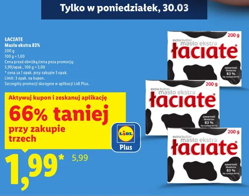 Masło ekstra 83% promocja w Lidl