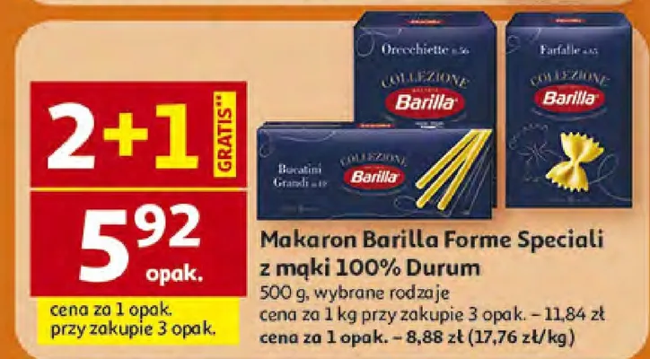 Makaron Barilla Farfalle Speciali z mąki 100% Durum promocja w Auchan