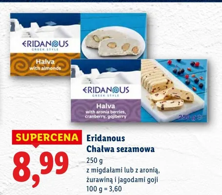 Chałwa sezamowa Eridanous z migdałami  promocja w Lidl