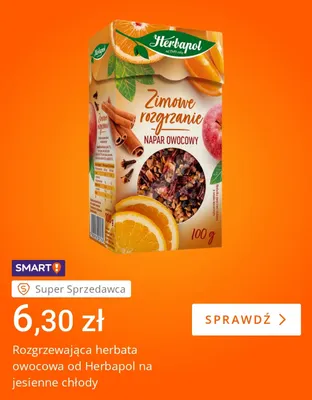 Rozgrzewająca herbata owocowa od Herbapol na jesienne chłody promocja w Allegro