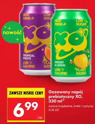 Gazowany napój prebiotyczny XO owoce tropikalne promocja w Biedronka
