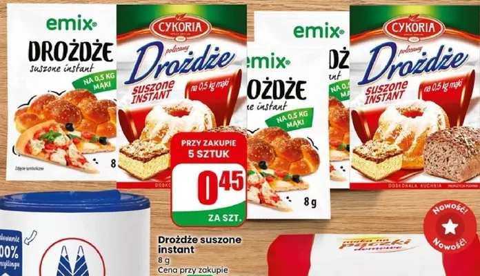 Drożdże suszone instant Emix promocja w Dino