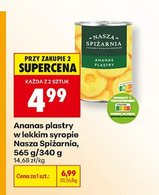Ananas w puszce plastry w lekkim syropie Nasza Spiżarnia promocja w Biedronka