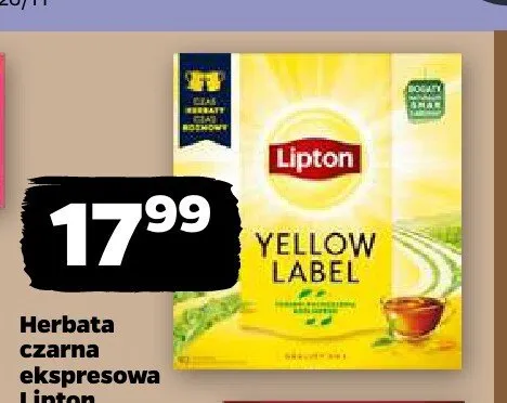 Herbata czarna ekspresowa Lipton Yellow Label promocja w Netto