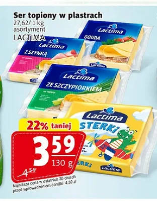 Ser topiony w plastrach Lactima z szynką promocja w Prim Market