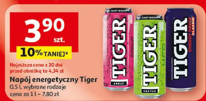 Napój energetyczny Tiger 0.5 l, wybrane rodzaje promocja w Auchan