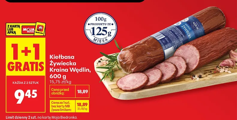 Kiełbasa Żywiecka Kraina Wędlin promocja w Biedronka