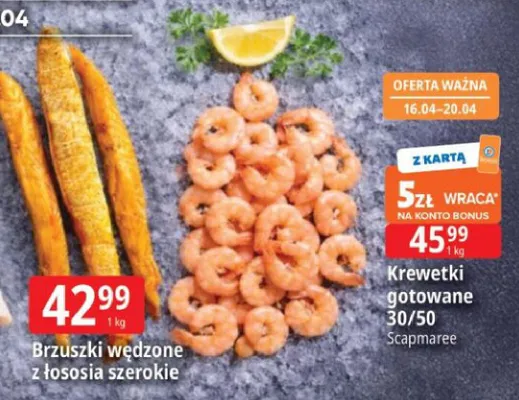 Krewetki gotowane 30/50 promocja w Leclerc