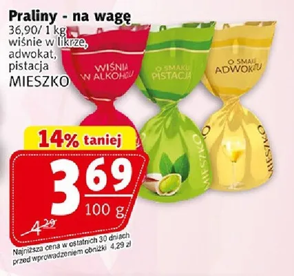 Praliny - na wagę wiśnie w likierze, adwokat, pistacja promocja w Prim Market