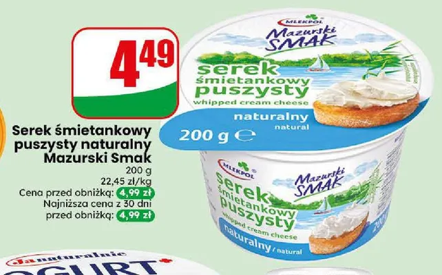Serek śmietankowy puszysty naturalny Mazurski Smak promocja w Dino
