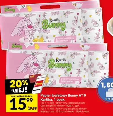Papier toaletowy Bunny A'10 Kartika promocja w Twój Market