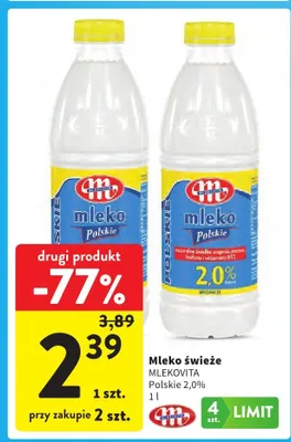Mleko świeże Polskie 2,0% promocja w Intermarche