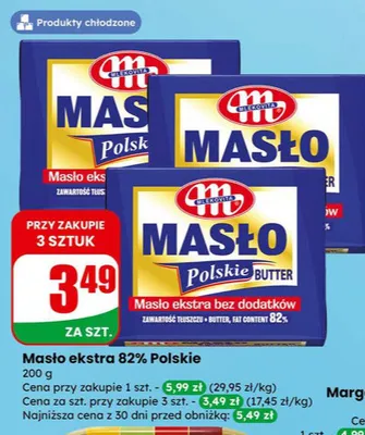 Masło ekstra 82% Polskie Mlekovita promocja w Dino