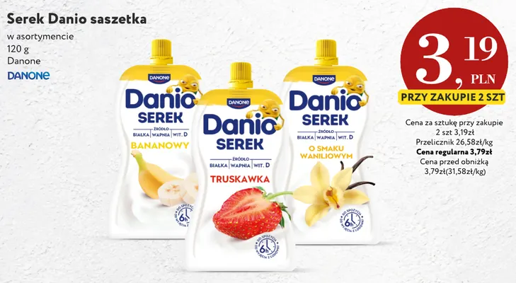 Serek Danio saszetka bananowy Danone promocja w Market Point
