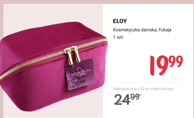 Kosmetyczka damska, fuksja Eloy promocja w Rossmann