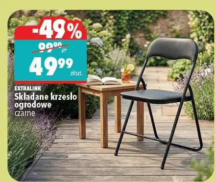 Składane krzesło ogrodowe czarne promocja w Biedronka Home