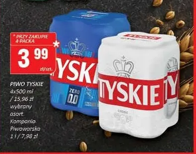 Piwo Tyskie 4-pak 500 ml promocja w Chorten