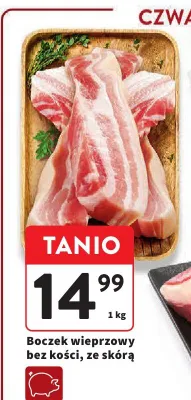 Boczek wieprzowy bez kości ze skórą promocja w Intermarche