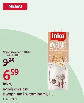Napój owsiany z wapniem i witaminami Inka promocja w Rossmann
