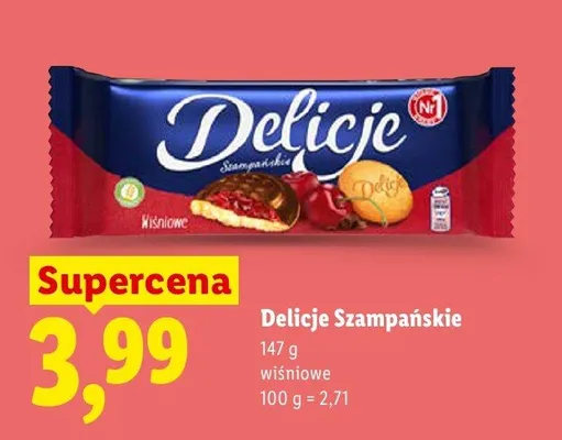 Ciastka Delicje Szampańskie wiśniowe promocja w Lidl