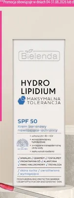 Krem barierowy nawilżająco-ochronny Bielenda Hydro Lipidium SPF 50 promocja w Hebe