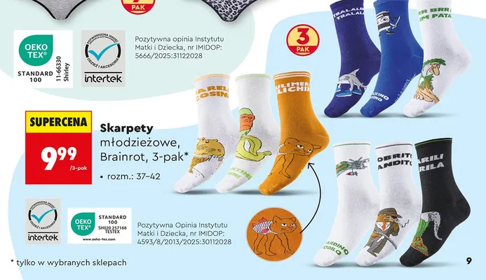 Skarpety młodzieżowe Brainrot 3-pak rozm. 37-42 promocja w Biedronka