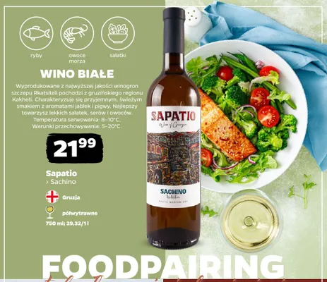 Wino białe półwytrawne Sapatio Sachino promocja w Netto