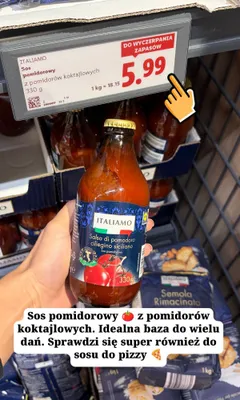 Sos pomidorowy z pomidorów koktajlowych Italiamo promocja w Lidl
