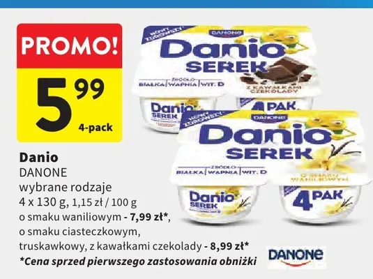 Serek Danio Danone o smaku waniliowym promocja w Intermarche