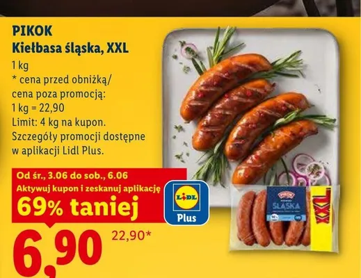 Kiełbasa śląska XXL Pikok promocja w Lidl