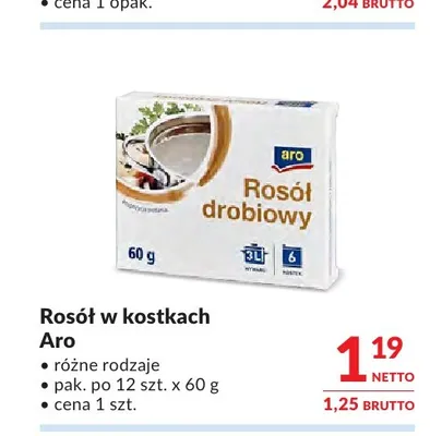 Rosół drobiowy w kostkach Aro promocja w Makro