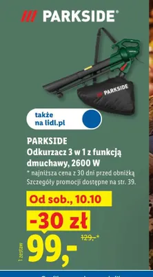 Odkurzacz 3 w 1 z funkcją dmuchawy Parkside 2600W promocja w Lidl
