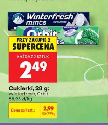 Cukierki Winterfresh Mints Sugarfree promocja w Biedronka