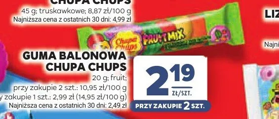 Guma balonowa Chupa Chups fruit promocja w Stokrotka