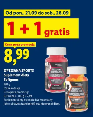 Suplement diety Energy Softgums Optisana Sports promocja w Lidl